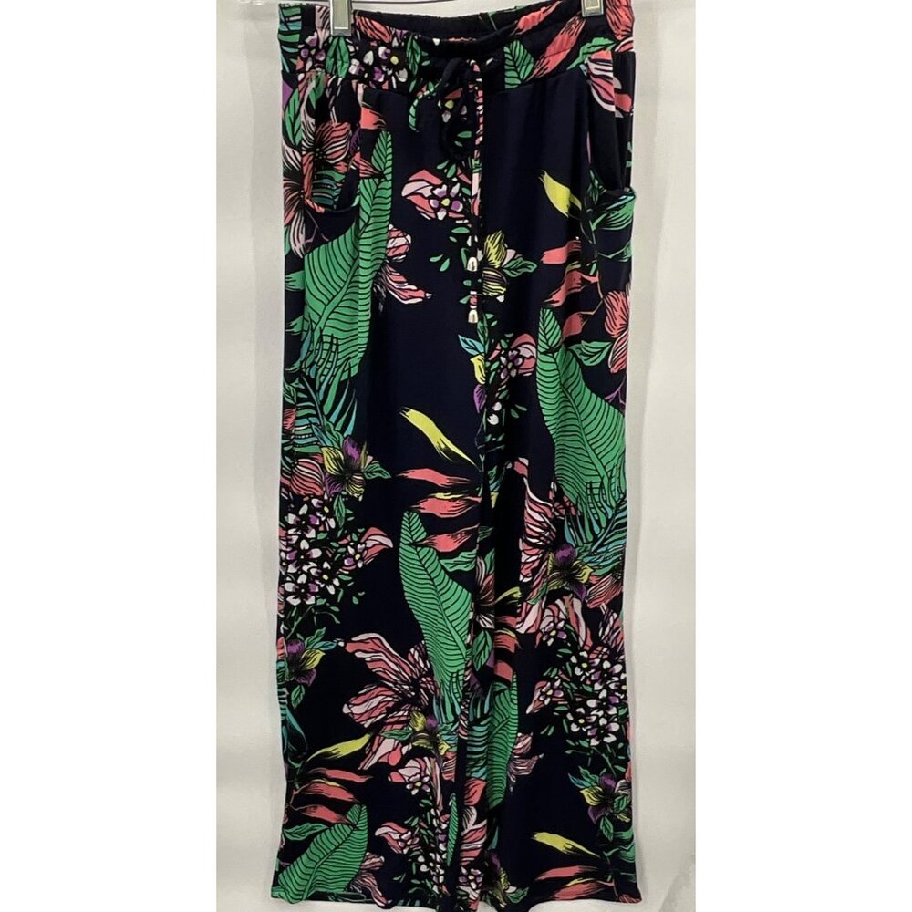 Beach Break Women's Tropical Print Wide Leg Pants Size‎ S Polyester/Spandex
